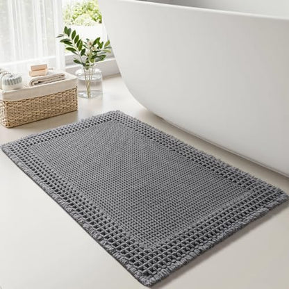 RESARE Waffle Bath Mat for Bathroom, Non Slip Bathroom Rugs 18x30 Dark Grey