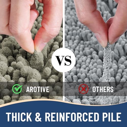 Arotive Bathroom Rugs Mat 24x16, Soft Absorbent Chenille Shaggy Bath Mat