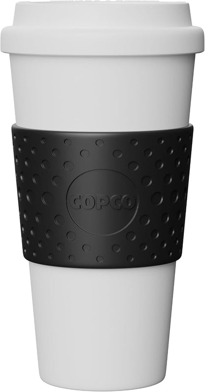 Copco Acadia 16oz Travel Mug - Double-Wall Insulated Tumbler, Non-Slip Sleeve & BPA-Free - Microwave & Dishwasher Safe, Reusable Plastic Coffee Mug for Office & Travel (Black)