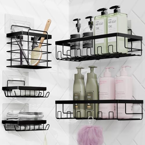 Clara Clark Bathroom Set, Shower Curtain Set and Shower Caddy Hanging