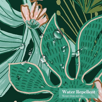 Boho Floral Shower Curtain, Dark Emerald Botanical Fabric Curtain, 72 x 84