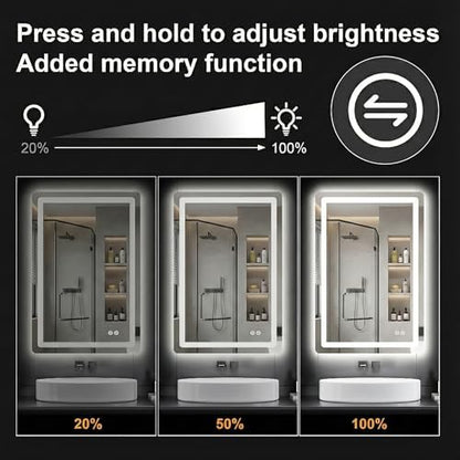 LED Bathroom Mirror with Lights, 20 x 30 Lighted Vanity Wall Mirror