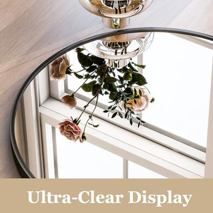 HARRITPURE 16"x24" Arched Bathroom Mirror - Black Wall Mounted Mirror - Black Arch Mirror - Aluminum Alloy Frame Bathroom Mirror Living Room, Bedroom, Bathroom and Entryway