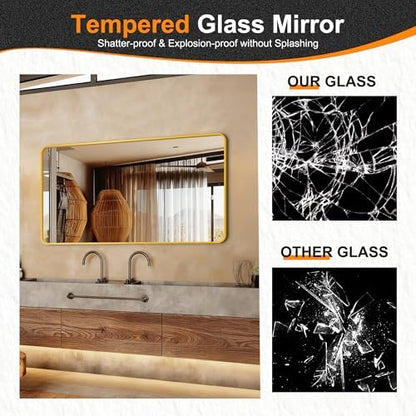 Delma Bathroom Vanity Mirror, Gold Framed Mirror for Over Sink, 50x30
