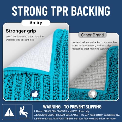 Smiry Bathroom Rugs 30X20, Extra Soft Rubber Backing Chenille Bath Mats