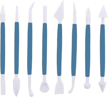 ScivoKaval Marshmallow Fondant Cake Decorating Hand Tool 12 Pcs 5 Sets Sugarcraft Gumpaste Icing Smoother Rolling Pin Trimmer Cutter Embosser Flower Scissor Modelling Accessories Supplies Kit Blue