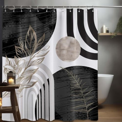 Black and White Shower Curtain, 72x72 in, Mid Century Modern