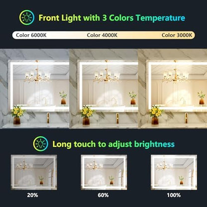 40x30 LED Bathroom Mirror with Lights, RGB Backlit Lighted Mirror