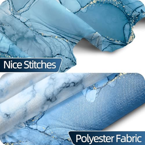 Light Blue Marble Waterproof Bathroom Shower Curtain 65x72 inches