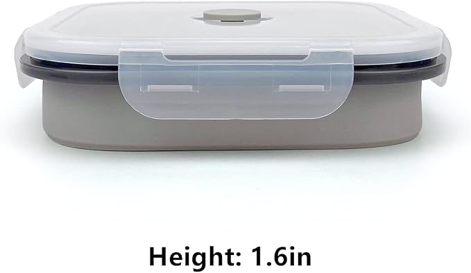 CARTINTS Large 1200ml Collapsible Bowls with Lids, Silicone Food Storage Containers, Space-Saving Meal Prep Containers For Kitchen and Outdoors Camping, Set of 3, Grey