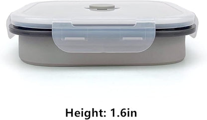 CARTINTS Large 1200ml Collapsible Bowls with Lids, Silicone Food Storage Containers, Space-Saving Meal Prep Containers For Kitchen and Outdoors Camping, Set of 3, Grey