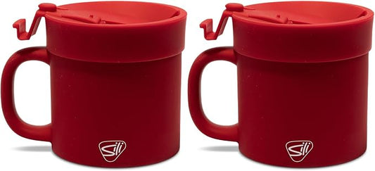 Silipint 16oz Silicone Coffee Mug Tumbler with Flip Lid – Unbreakable Dishwasher Safe Microwave Oven & Freezer Compatible – Cup Coffee, Tea, Cold Drinks, Classic Red - Pack of 2