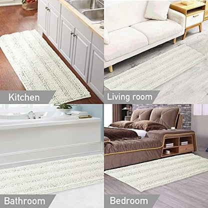 Turquoize Bathroom Runner Rug 20"x59", Soft Absorbent Chenille Bath Rug