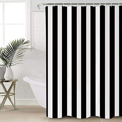 Shower Curtain Bathroom Set Black and White Stripes Waterproof Shower Curtains with Grommets Hooks Modern Geometric Art Privacy Bath Curtain for Bathtub Decor 72x72in