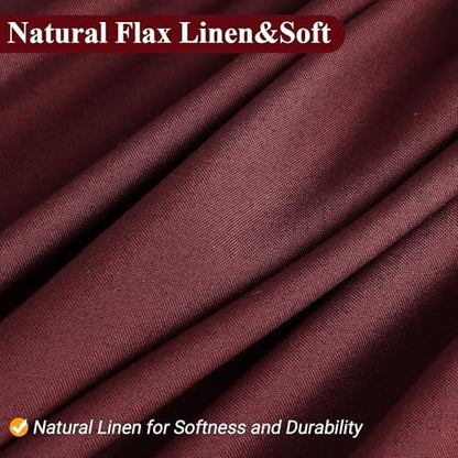Naturoom Linen Shower Curtain 72 Inch Long for Bathroom Burgundy 1 Panel