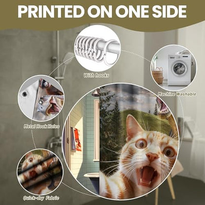 Extra Tall Shower Curtain XL Funny Cat Monkey, 70 x 84 Inchs