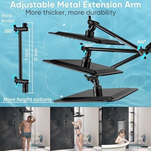 10'' Dual 20 Stage Filtered Shower Head with Handheld, 6 Spray Settings Handheld Shower Head High Pressure Rainfall Filter Combo with 12'' Adjustable Extension Arm, 71'' Shower Hose (Matte Black)