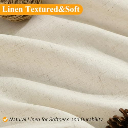 Naturoom Linen Shower Curtain 72 Inch Long for Bathroom Warm Beige