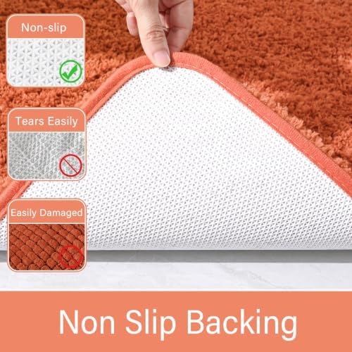 LOCHAS Bathroom Rug Runner 24x70 Inch, Bath Rugs Non Slip, Burnt Orange