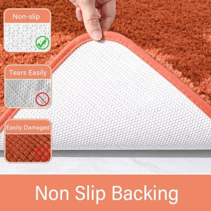 LOCHAS Bathroom Rugs 36x24 Inch, Microfiber Bath Rug Non Slip, Burnt Orange