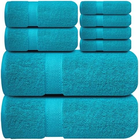 Infinitee Xclusives 100% Cotton Bath Towel Set – 8 Piece Bathroom Towel Set