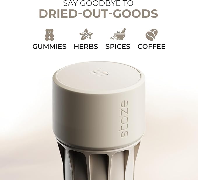 Staze Air Tight Smell Proof Container (148ml) - Vacuum Seal Jar, Waterproof Food Storage Canister, Portable Small Smell Proof Jar for Coffee, Herb, Spice & Gummies (Dune)