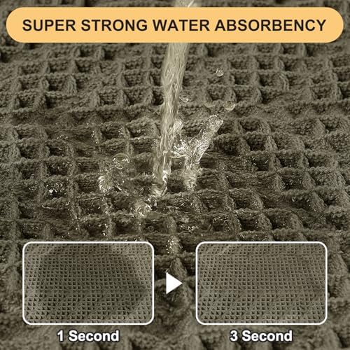 IM HOME Extra Large Waffle Bath Mat, 6'x2' Greyish Green, Boho Bathroom Rugs Absorbent Non Slip, Ultra Soft Bathroom Mat, Machine Washable Knit Bath Rugs with Herringbones for Bathroom, Kitchen
