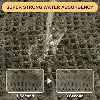 IM HOME Extra Large Waffle Bath Mat, 6'x2' Greyish Green, Boho Bathroom Rugs Absorbent Non Slip, Ultra Soft Bathroom Mat, Machine Washable Knit Bath Rugs with Herringbones for Bathroom, Kitchen