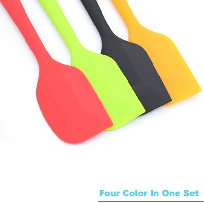 4‑Piece Silicone Spatulas Set Heat Resistant 600°F Seamless Steel‑Core Rubber Spatulas for Nonstick Cookware ALLWIN HOUSEWARE Uniform Length Kitchen Spatulas for Cooking & Baking, Small (4 Color)
