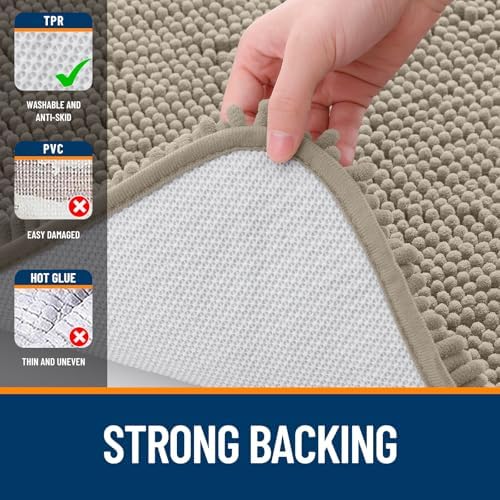 OLANLY Bathroom Runner Rugs 47x20, Extra Soft Absorbent Chenille Bath Rugs