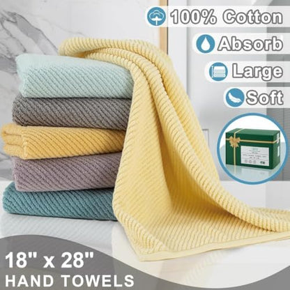 VOOVA & MOVAS Bathroom Hand Towels 4PC, 100% Cotton, 18x28 in, Black White