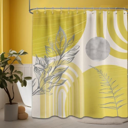 Mustard Yellow Shower Curtain, 72x72 in, Mid Century Modern