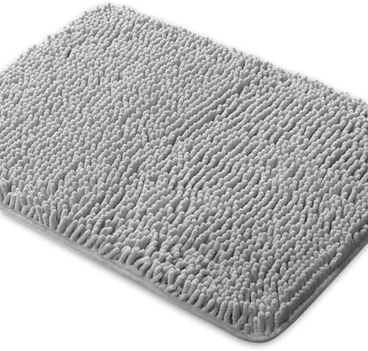Yeaban Chenille Gray Bathroom Rug 24"x36", Non-Slip Rubber Backing