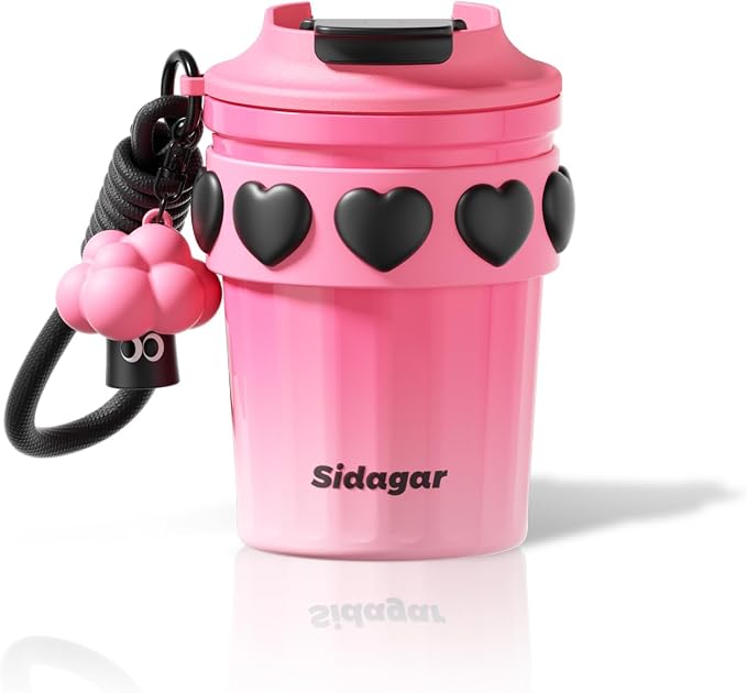 SDGA+ 12 oz Travel Coffee Mug Spill Proof Leak Proof, Stainless Steel Thermal Coffee Cup with Lid, Resuable Cup for Hot and Cold, Portable Tumbler for Women, Pink