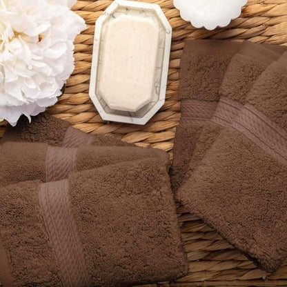 Superior Egyptian Cotton Plush & Absorbent, Face Towel Set of 6, Chocolate