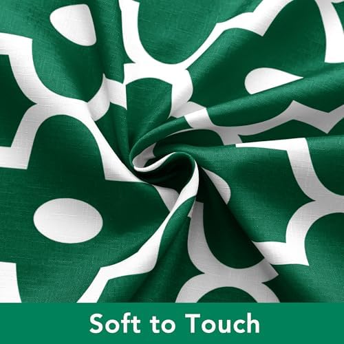 Fabric Modern Extra Long Shower Curtains for Bathroom-Hunter Green & White