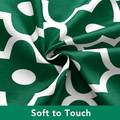 Fabric Modern Extra Long Shower Curtains for Bathroom-Hunter Green & White