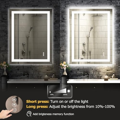 Hivone 28"X32" LED Bathroom Mirror with Lights, UL Listed