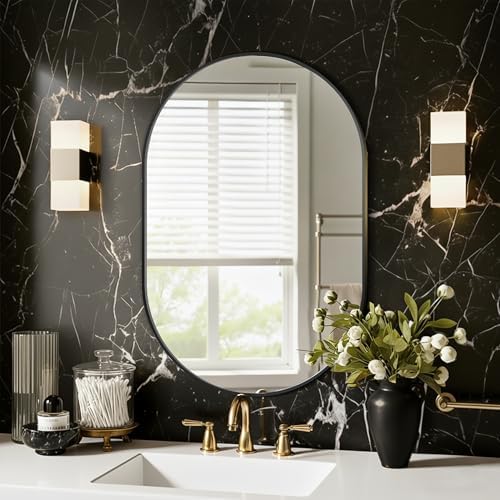 Black Oval Bathroom Mirror for Wall, 20"x30" Bathroom Vanity Mirror