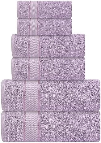 6 Piece Bath Towel Set, 2 Bath, 2 Hand, 2 Washcloths, Lavender
