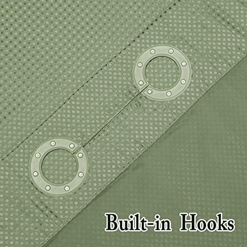 Gibelle No Hook Cloth Green Shower Curtain with Liner, 72x86