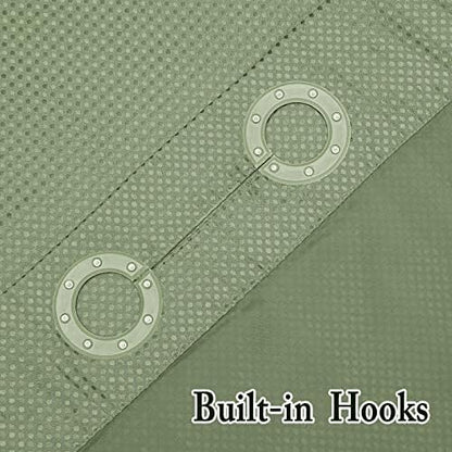 Gibelle No Hook Cloth Green Shower Curtain with Liner, 72x86