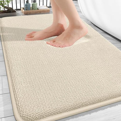 OLANLY Thick Memory Foam Bathroom Rugs 30x20, Soft Absorbent Bath Mat, Sand