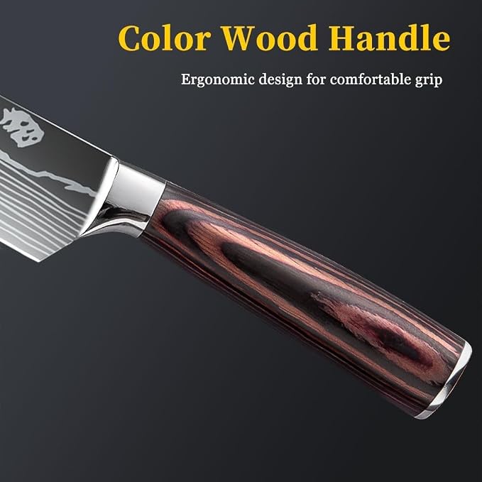 MDHAND 8 Inch Chef Knife, Professional High Carbon Stainless Steel Kitchen Knife with Ergonomic Pakkawood Handle, Ultra Sharp Cooking Knives, Dishwasher Safe, Chef Gifts