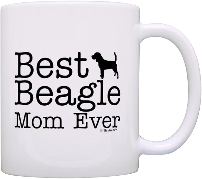 ThisWear Dog Lover Gifts Best Beagle Mom Ever Animal Pet Owner Rescue Gift 11oz Ceramic Coffee Mug with Handle
