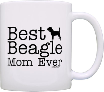 ThisWear Dog Lover Gifts Best Beagle Mom Ever Animal Pet Owner Rescue Gift 11oz Ceramic Coffee Mug with Handle