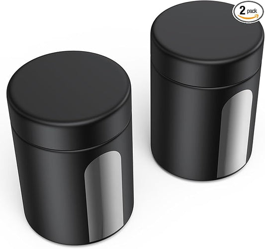 Urekt Glass Storage Jar (4 oz), 2 Pack Premium Food Grade Visual Container with Child Resistant Cap, Small Waterproof Bottle Multipurpose Container for Coffee Beans Nuts Teas Spices(120ml)