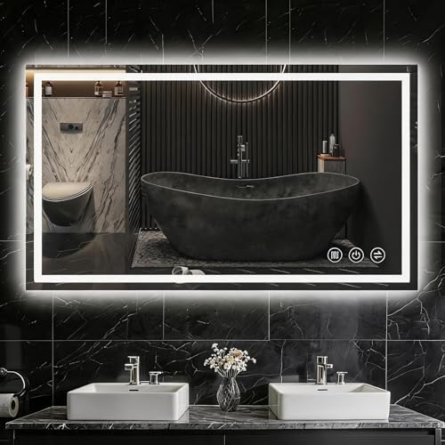 55"x 36" LED Bathroom Mirror with Lights, Backlit & Front Lit Vanity Mirror