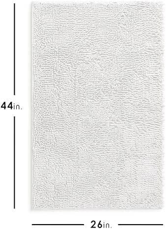 Hearth & Harbor Bathroom Rugs, Chenille Bath Mat - Machine Washable Bath Mats for Bathroom Non-Slip Backing Rubber, Quick Dry Bathroom Mat - Off-White Bath Rug, 26x44