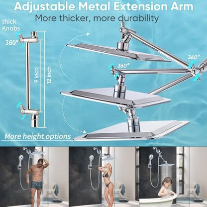 10'' Dual 20 Stage Filtered Shower Head with Handheld, 6 Spray Settings Handheld Shower Head High Pressure Rainfall Filter Combo with 12'' Adjustable Extension Arm, 71'' Shower Hose (Chrome Polished)